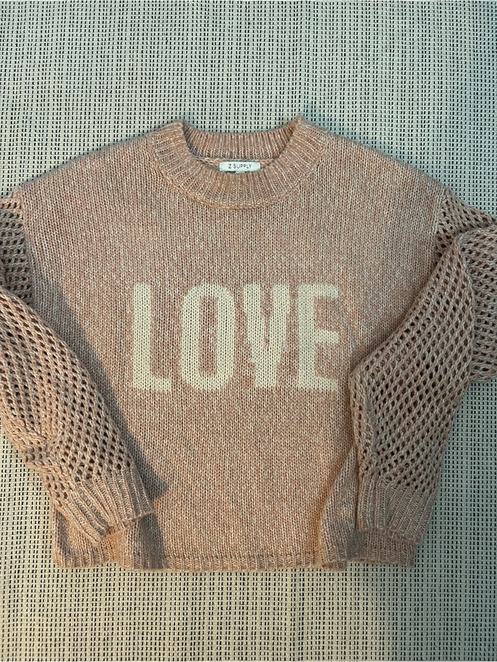 Z Supply Blush Knit 'LOVE' Crew Sweater